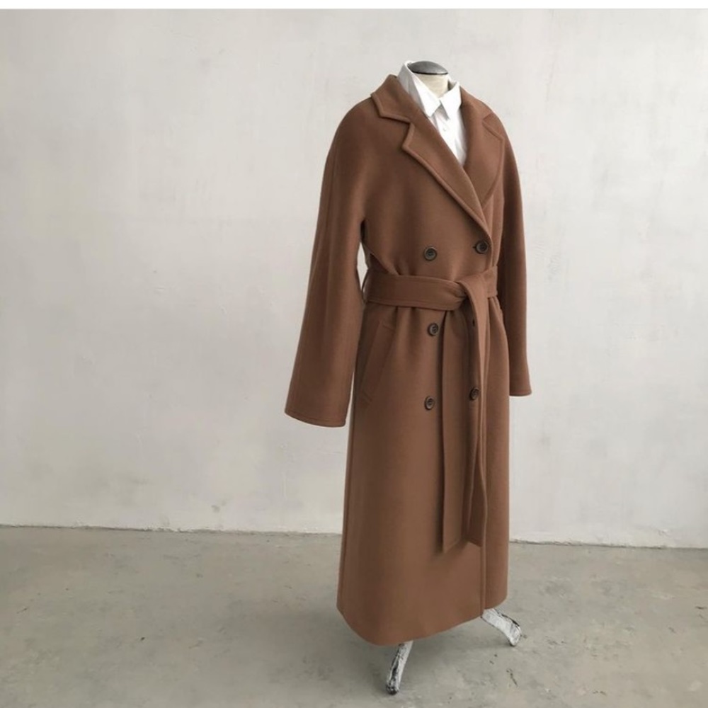 NATURAL WOOL WINTER COAT in the camel color